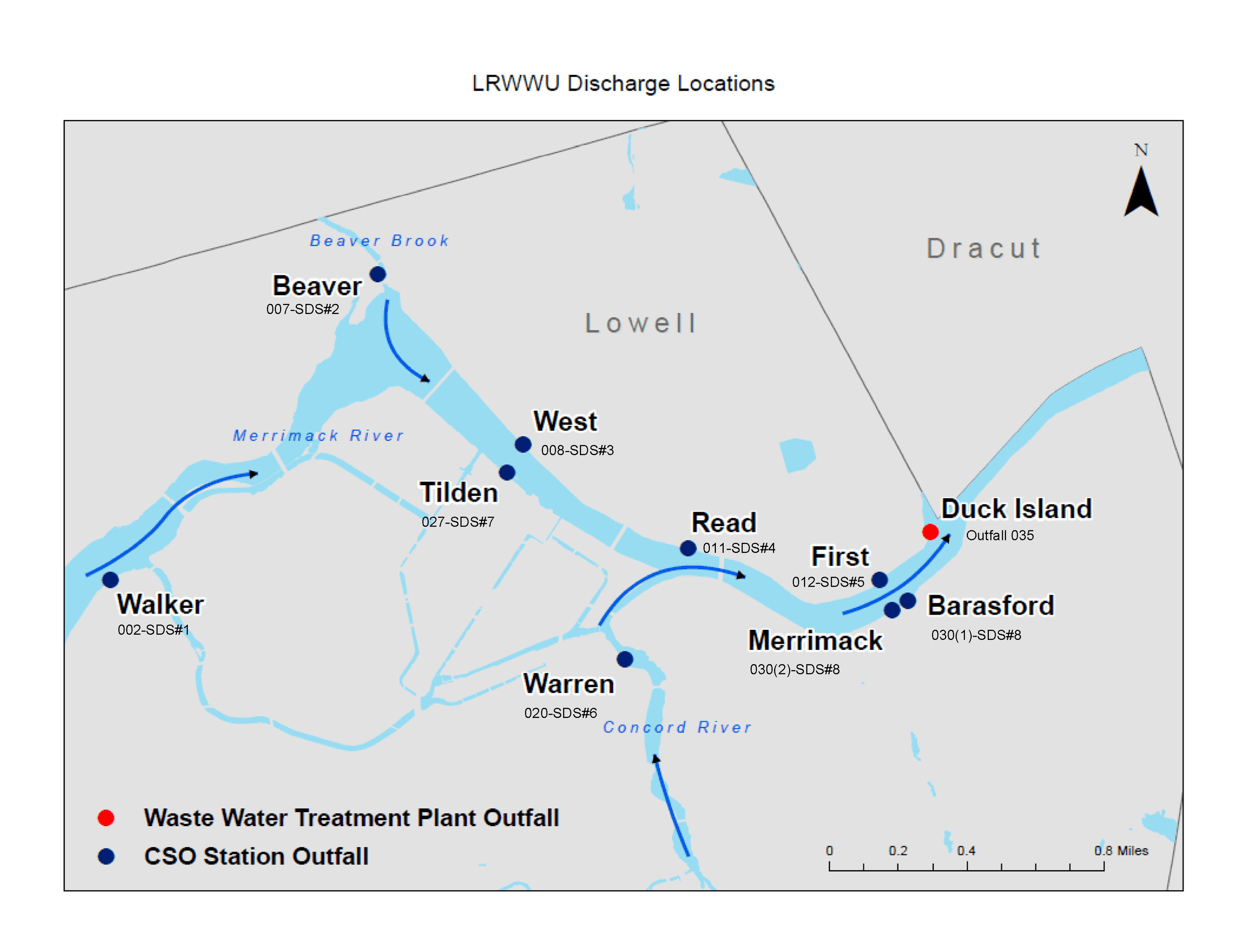 CSO map with outfall numbers